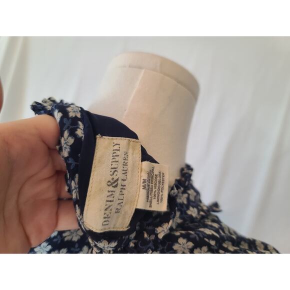 Denim & Supply Ralph Lauren Blue White Floral Dress Medium - Picture 5 of 5